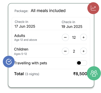 Dynamic price calculator for holiday home bookings with date and guest selection
